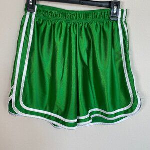 Women’s ixspa Green Athletic Dazzle Basketball Track Shorts Large Silky